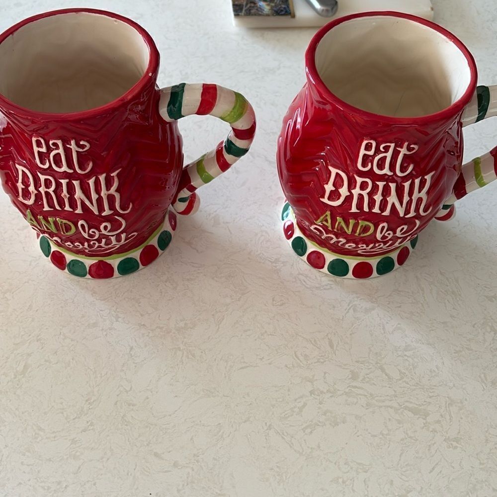 Eat drink and be merry set of Christmas mugs
